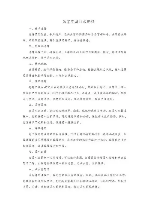 油茶育苗技术规程