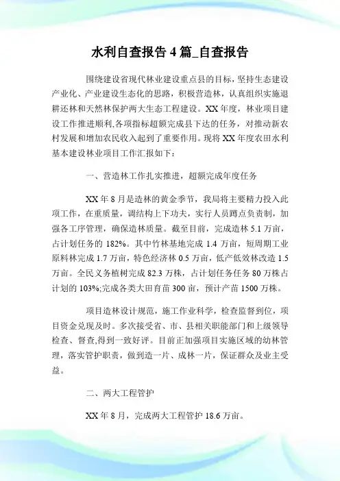 水利自查报告4篇_自查报告.doc