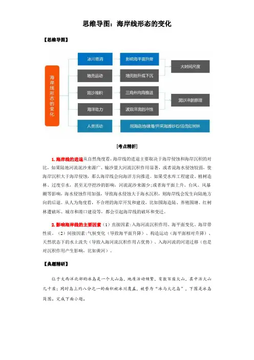 2023年新高考地理复习知识点思维导图与考点精解和例题讲解：海岸线形态的变化含答案