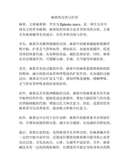 麻黄的功效与作用