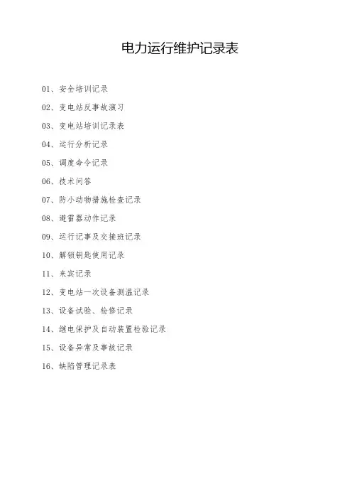 电力运行维护记录表