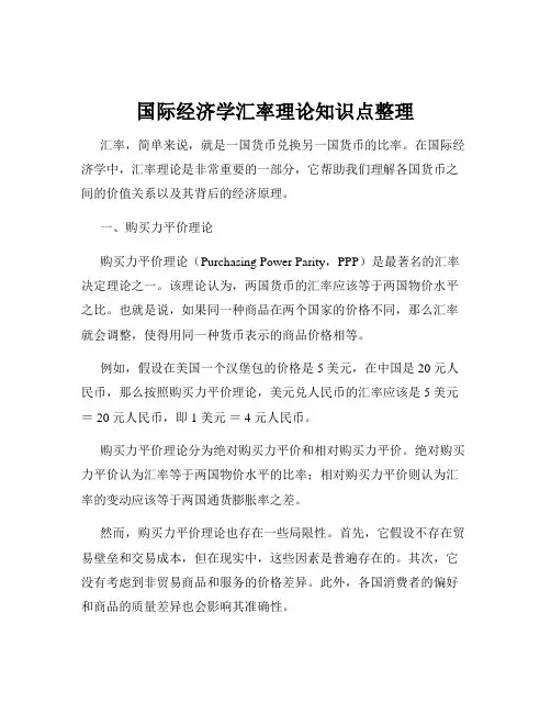 国际经济学汇率理论知识点整理