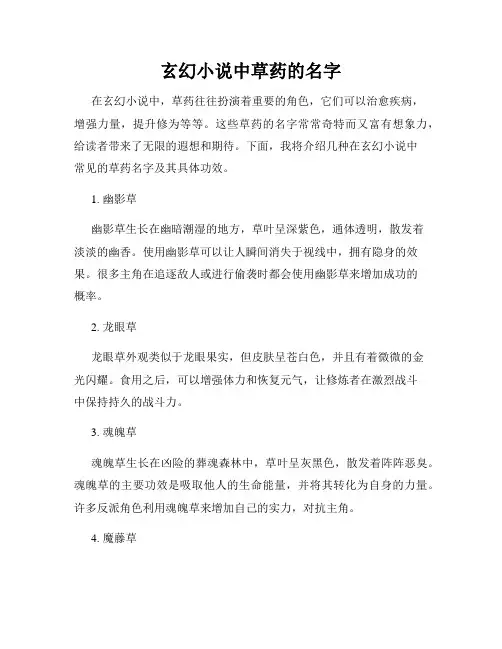 玄幻小说中草药的名字