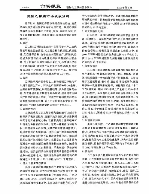 我国乙撑胺市场发展分析