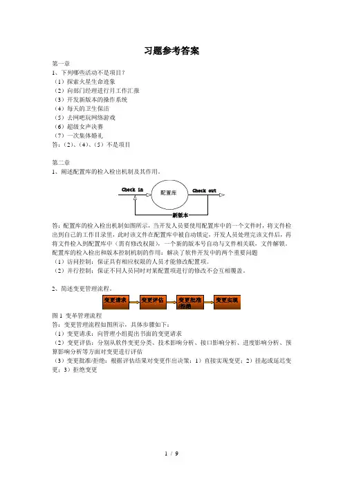 天津大学软件项目管理课件每章课后习题参考复习资料ygc