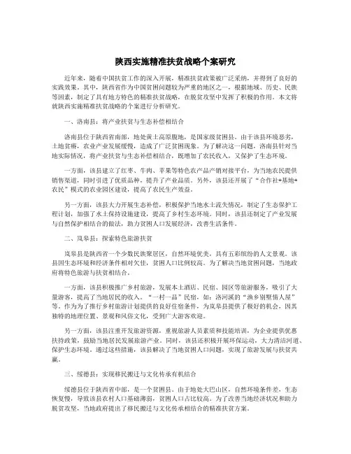陕西实施精准扶贫战略个案研究