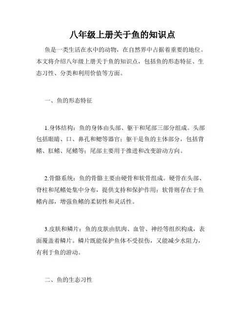 八年级上册关于鱼的知识点