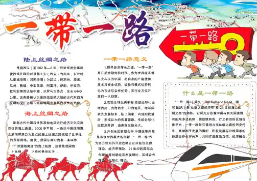 海陆一带一路丝绸之路小报手抄报Word模【word小报手抄报模板】