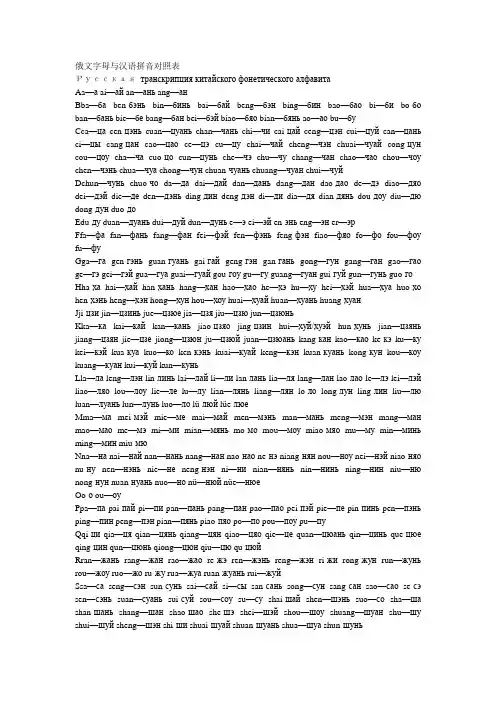 俄文字母与汉语拼音对照表