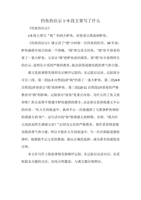 钓鱼的启示1-9段主要写了什么