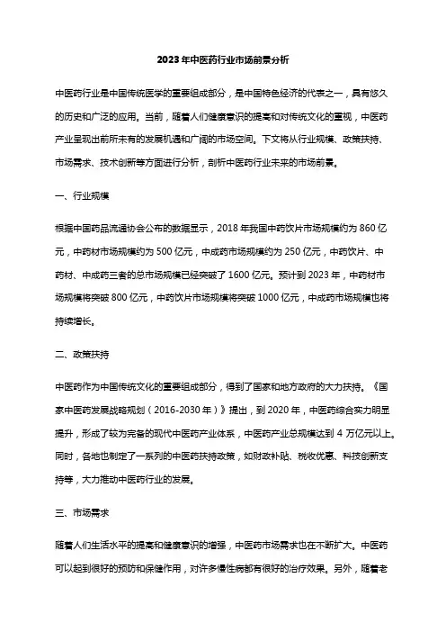 2023年中医药行业市场前景分析