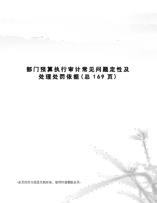 部门预算执行审计常见问题定性及处理处罚依据