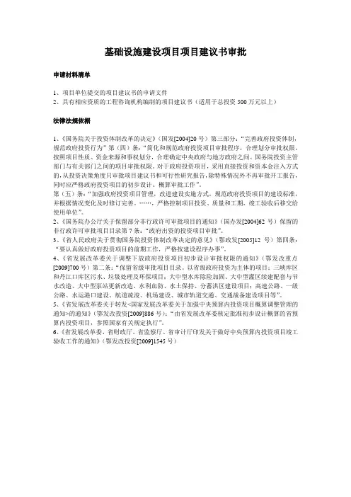 基础设施建设项目项目建议书审批