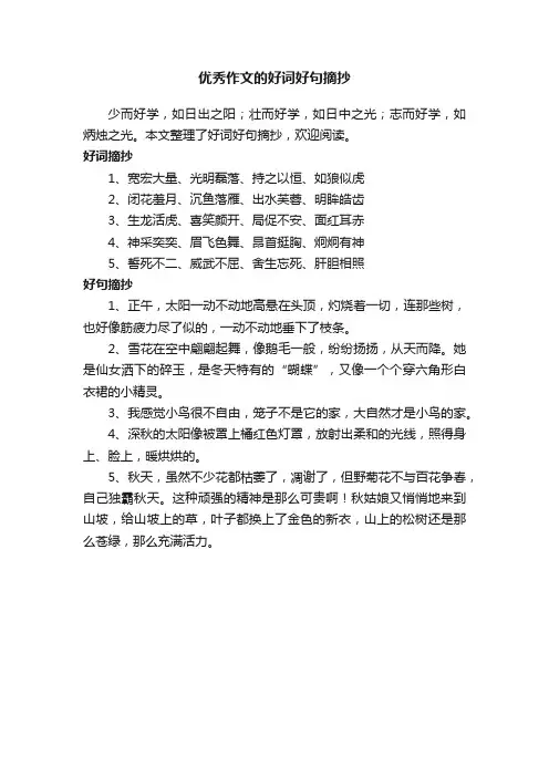 优秀作文的好词好句摘抄