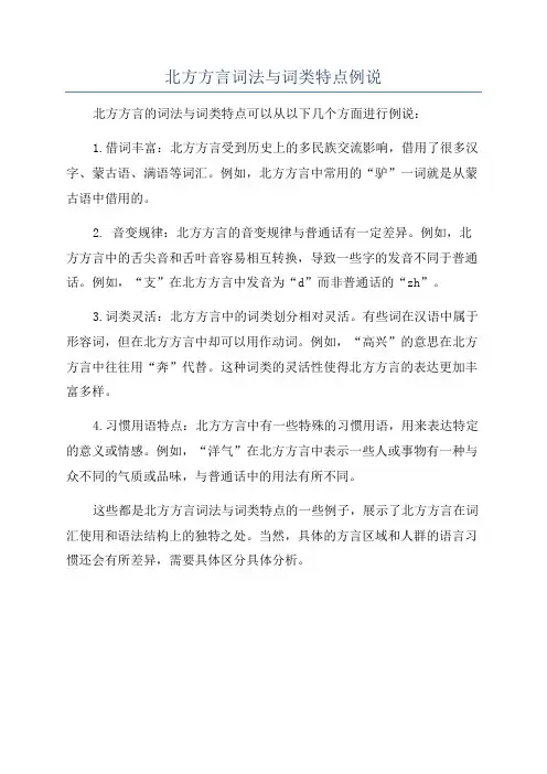 北方方言词法与词类特点例说