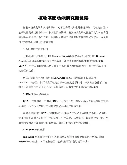 植物基因功能研究新进展