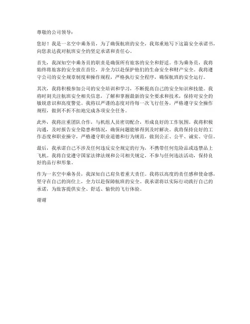 空中乘务员安全承诺书