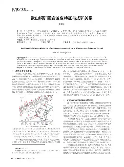 武山铜矿围岩蚀变特征与成矿关系