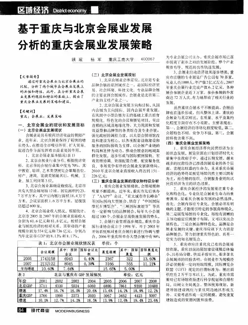 基于重庆与北京会展业发展分析的重庆会展业发展策略