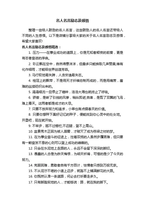 名人名言励志及感悟