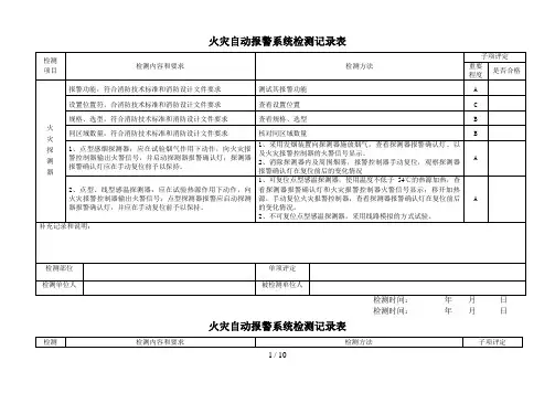 火灾自动报警系统检测记录表(GA-503)(GA-836)