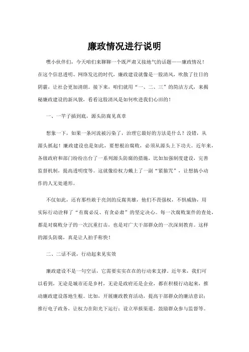 【政务民生】廉政情况进行说明