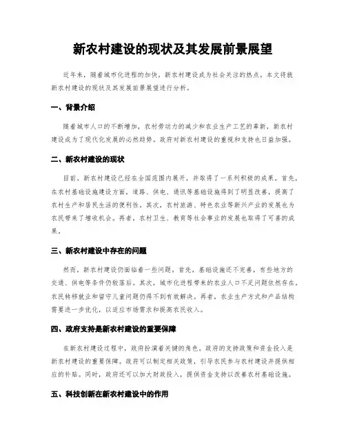 新农村建设的现状及其发展前景展望