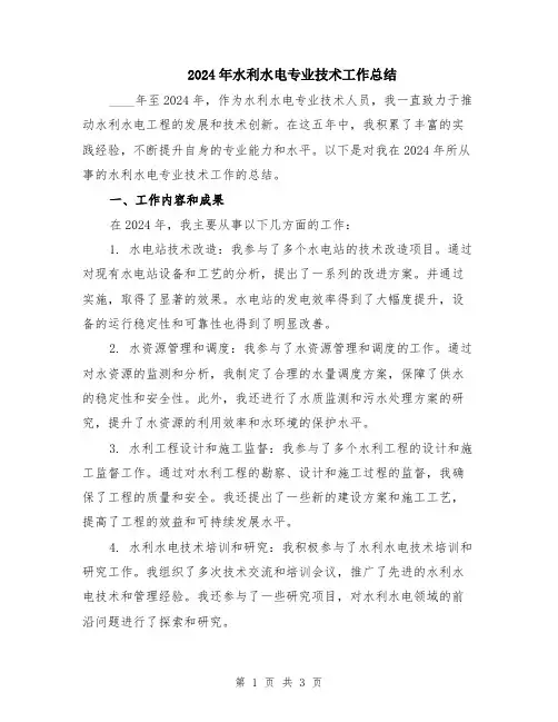 2024年水利水电专业技术工作总结