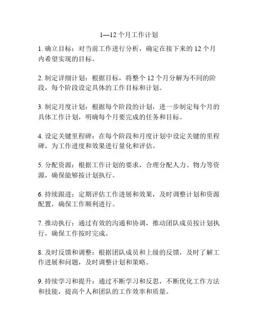 1—12个月工作计划