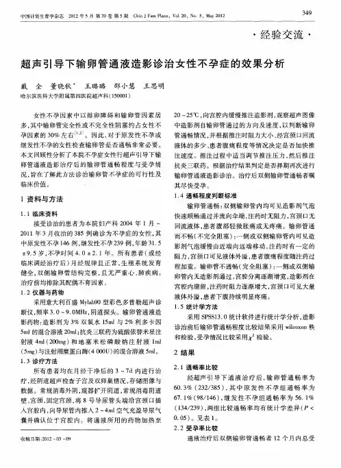 超声引导下输卵管通液造影诊治女性不孕症的效果分析