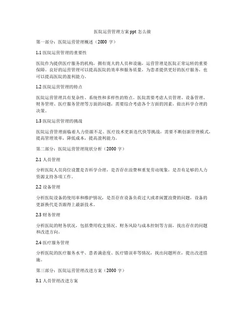 医院运营管理方案ppt怎么做