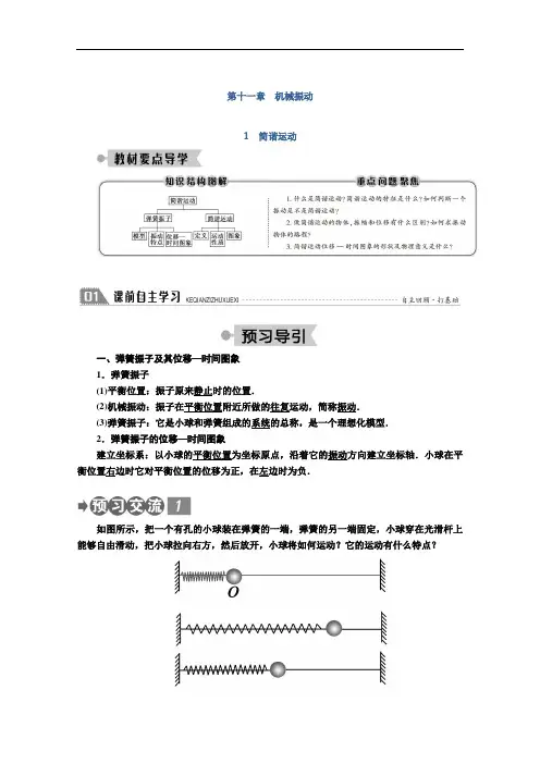 2020-2021学年高二人教版物理选修3-4学案：第十一章 1 简谐运动 Word版含解析