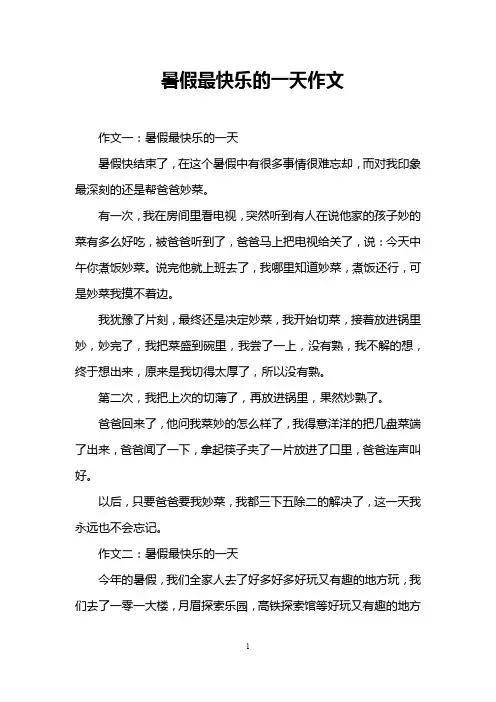 暑假最快乐的一天作文