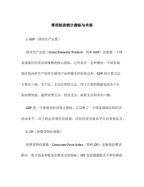常用经济统计指标与术语