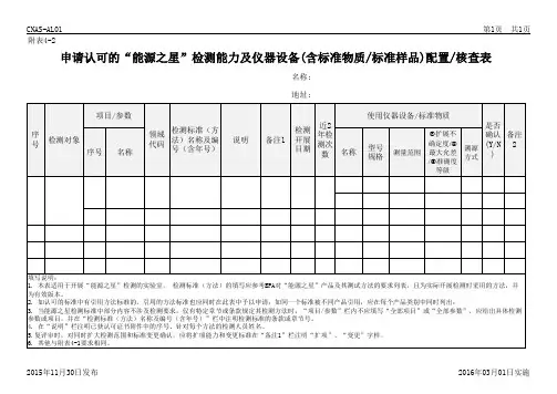 CNAS--AL01附表4(申请能力及仪器设备配置表)