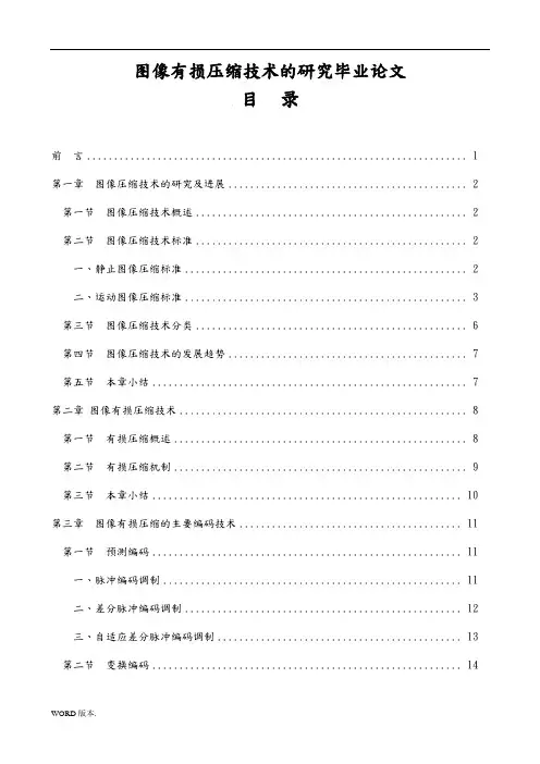 图像有损压缩技术的研究毕业论文