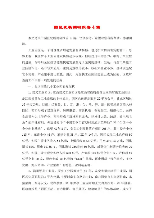 园区发展调研报告4篇