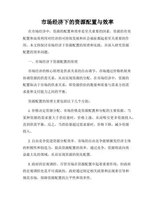 市场经济下的资源配置与效率
