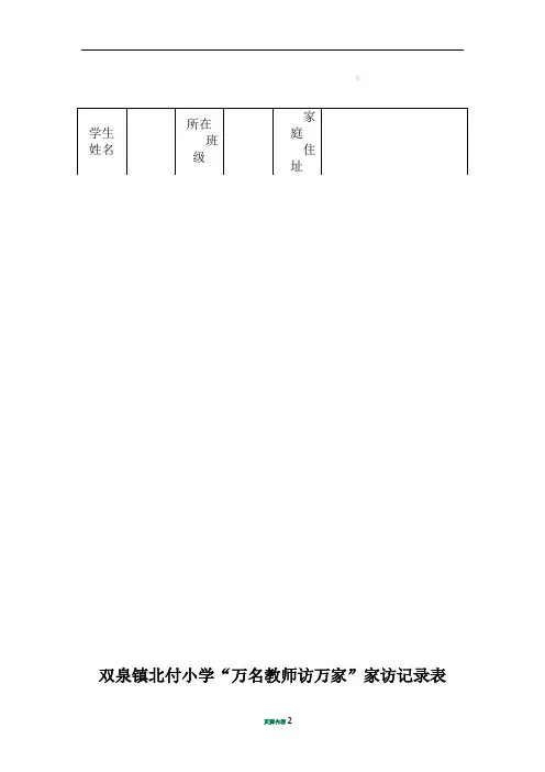 万名教师访万家家访记录表