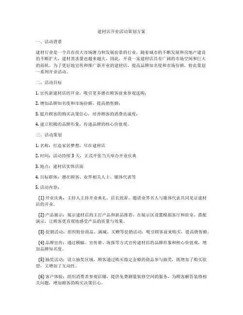 建材店开业活动策划方案