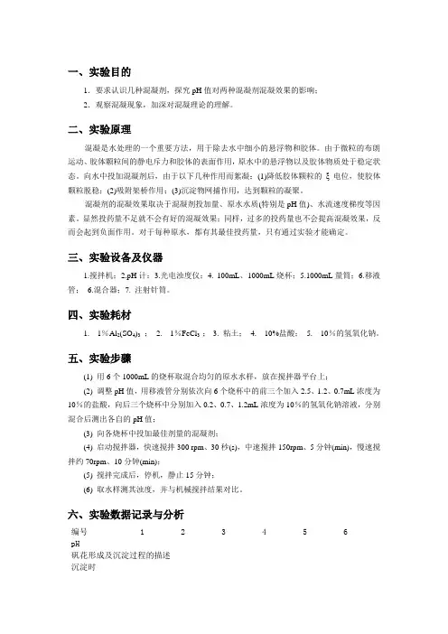 PH值对混凝效果的影响