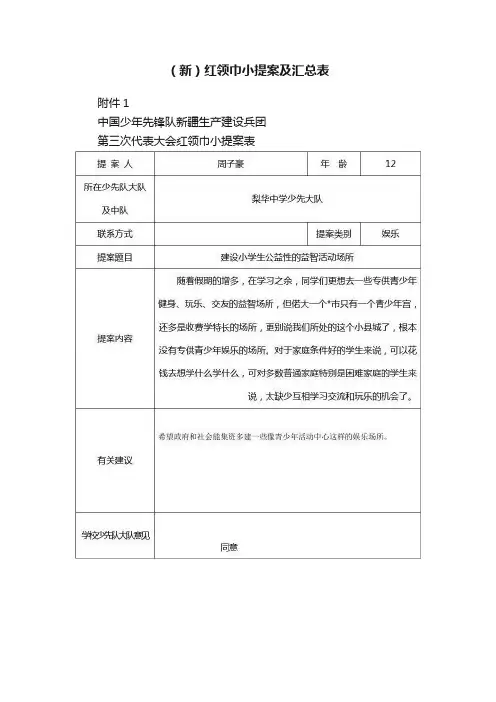 （新）红领巾小提案及汇总表