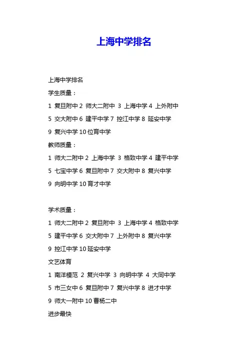 上海中学排名 