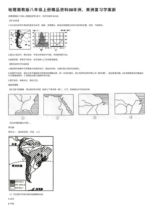 地理湘教版八年级上册精品资料08非洲、美洲复习学案新