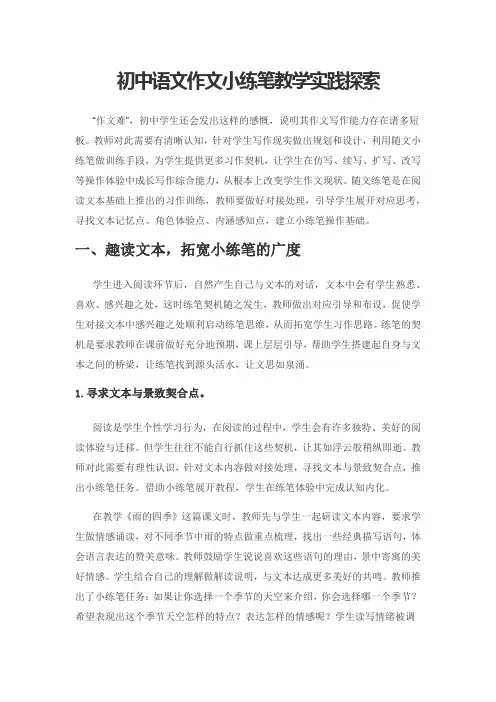 初中语文作文小练笔教学实践探索