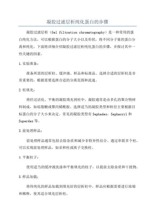 凝胶过滤层析纯化蛋白的步骤