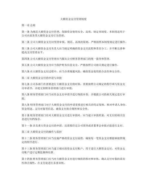 大额资金支付管理制度