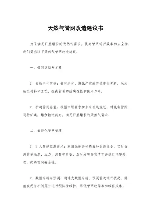 天然气管网改造建议书
