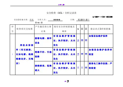 安全检查(SCL)分析记录表(汇总)