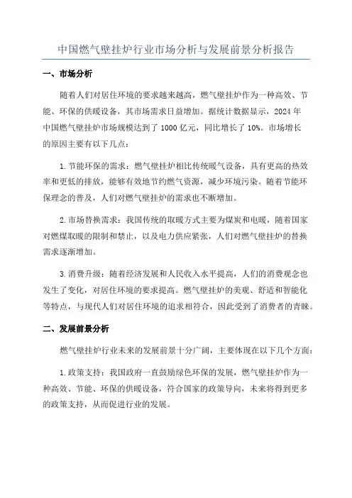 中国燃气壁挂炉行业市场分析与发展前景分析报告
